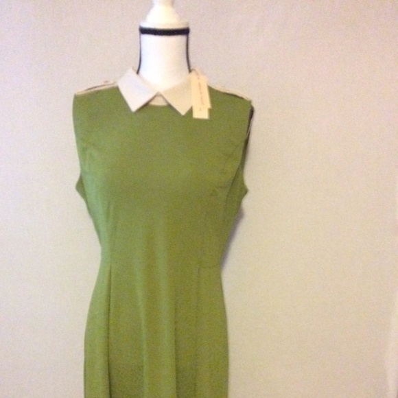 Lime green dress with cream color by Birryshop - Picture 1 of 4